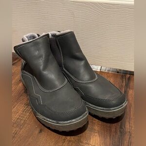 Warm Men's Gray Leather Boots